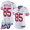 Nike 49ers #85 George Kittle White Super Bowl LIV 2020 Women’s Stitched NFL 100th Season Vapor Limited Jersey