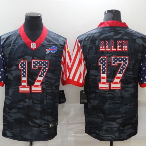 Men’s Buffalo Bills #17 Josh Allen USA Camo 2020 Salute To Service Stitched NFL Nike Limited Jersey