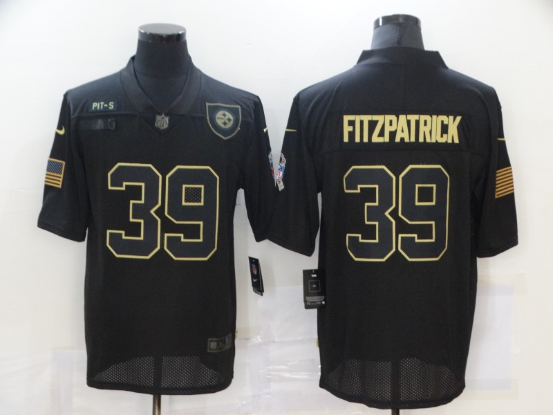 Men’s Pittsburgh Steelers #39 Minkah Fitzpatrick Black 2020 Salute To Service Stitched NFL Nike Limited Jersey