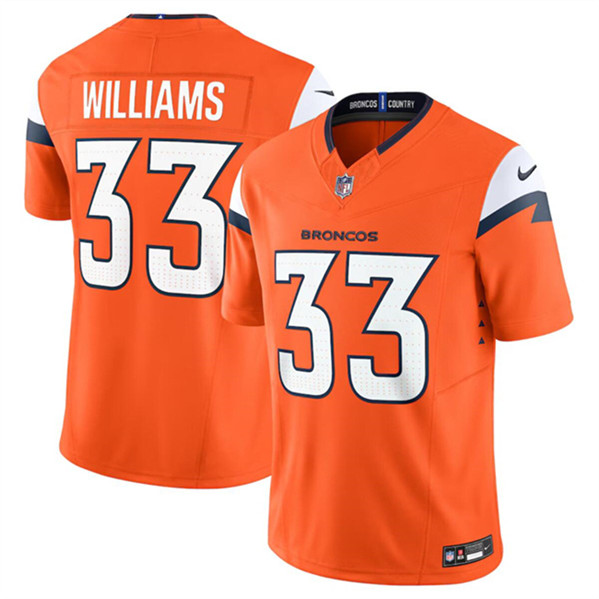Men’s Denver Broncos #33 Javonte Williams Orange 2024 F.U.S.E. Alternate Vapor Limited Football Stitched Jersey