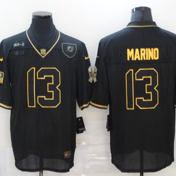 Men’s Miami Dolphins #13 Dan Marino Black Gold 2020 Salute To Service Stitched NFL Nike Limited Jersey