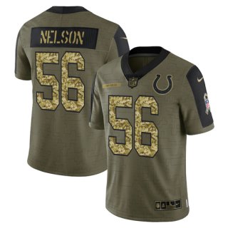 Men’s Olive Indianapolis Colts #56 Quenton Nelson 202 Camo Salute To Service Limited Stitched Jersey
