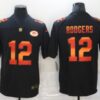 Men’s Green Bay Packers #12 Aaron Rodgers Black Red Orange Stripe Vapor Limited Nike NFL Jersey