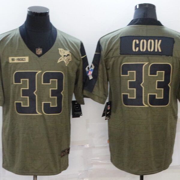 Men’s Minnesota Vikings #33 Dalvin Cook Nike Olive 2021 Salute To Service Limited Player Jersey