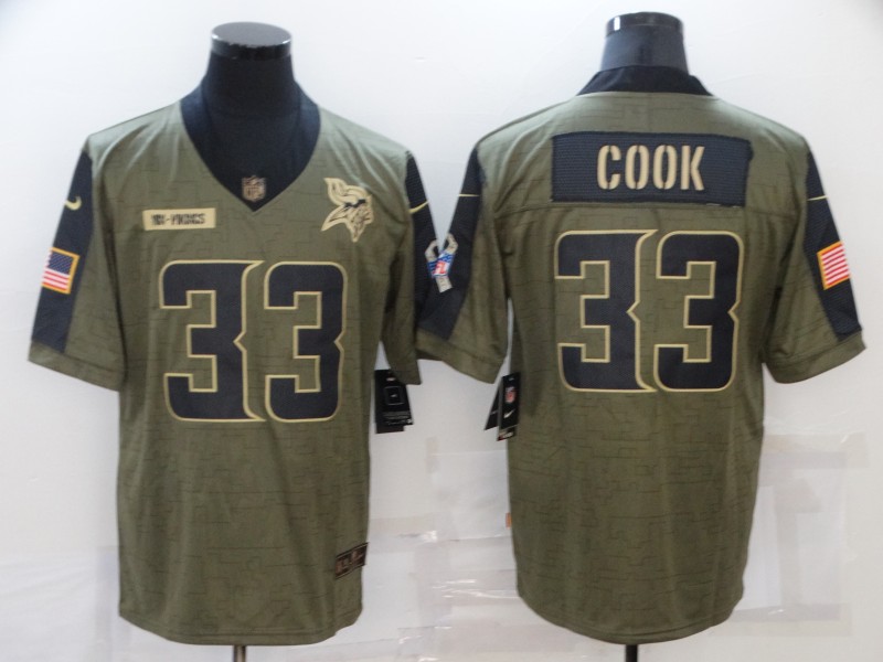 Men’s Minnesota Vikings #33 Dalvin Cook Nike Olive 2021 Salute To Service Limited Player Jersey