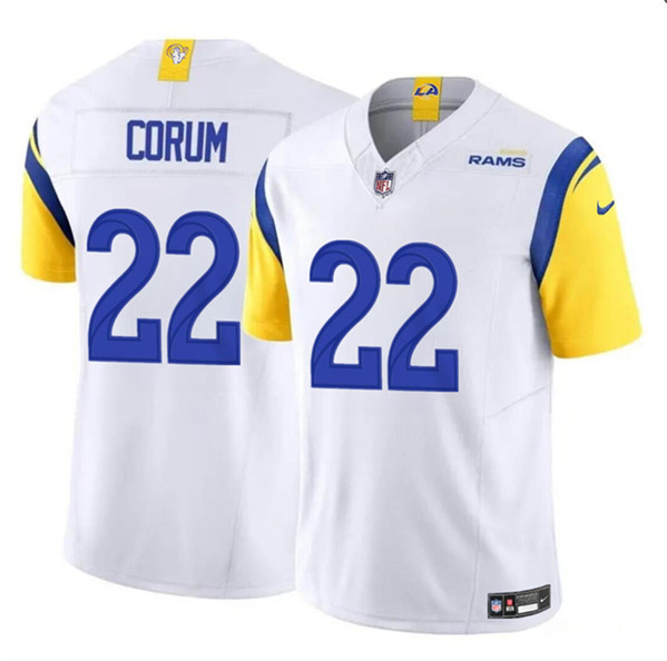 Men’s Los Angeles Rams #22 Blake Corum White 2024 Draft F.U.S.E. Vapor Untouchable Football Stitched Jersey
