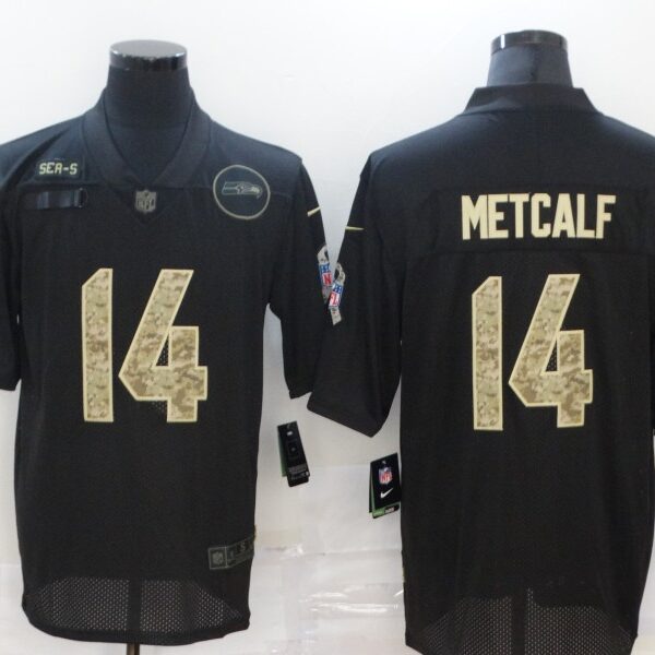 Men’s Seattle Seahawks #14 D.K. Metcalf Black Camo 2020 Salute To Service Stitched NFL Nike Limited Jersey
