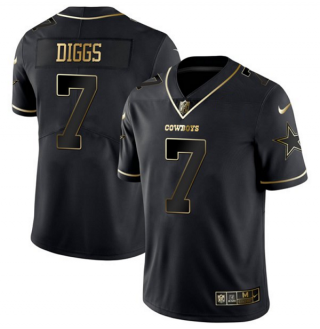Men’s Black Dallas Cowboys #7 Trevon Diggs Golden Edition Limited Stitched Jersey