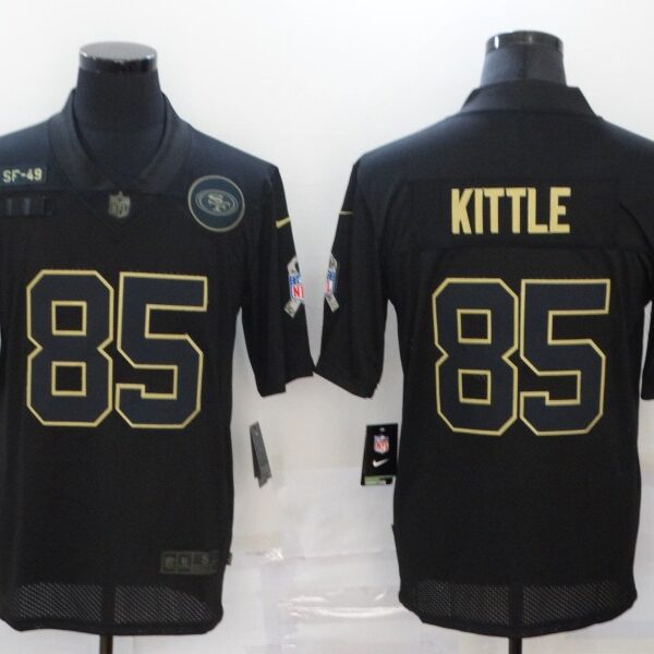 Men’s San Francisco 49ers #85 George Kittle Black 2020 Salute To Service Stitched NFL Nike Limited Jersey
