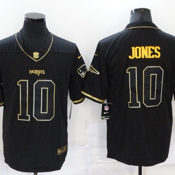 Men’s New England Patriots #10 Mac Jones Black Gold 2020 Salute To Service Stitched NFL Nike Limited Jersey