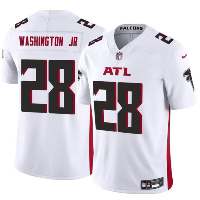 Men’s Atlanta Falcons #28 Carlos Washington Jr White 2024 F.U.S.E Vapor Untouchable Limited Football Stitched Jersey