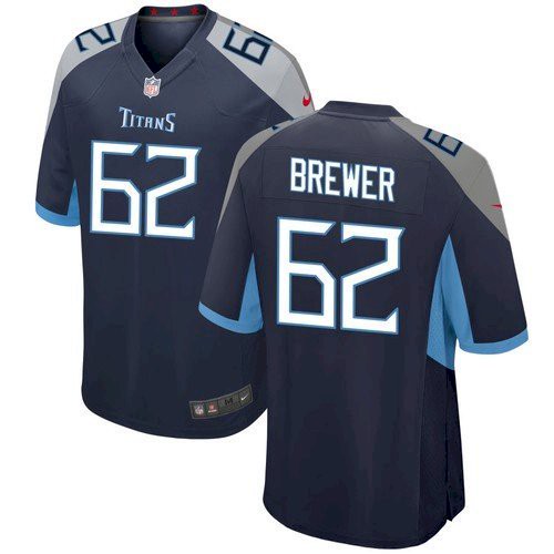 Men’s Tennessee Titans #62 Aaron Brewer Navy Game Nike Jersey