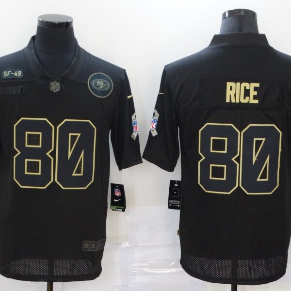 Men’s San Francisco 49ers #80 Jerry Rice Black 2020 Salute To Service Stitched NFL Nike Limited Jersey