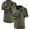 Men’s Olive San Francisco 49ers #54 Warner Scarlet 2021 Camo Salute To Service Golden Limited Stitched Jerse