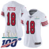 Nike 49ers #18 Dante Pettis White Super Bowl LIV 2020 Rush Women’s Stitched NFL Limited 100th Season Jersey