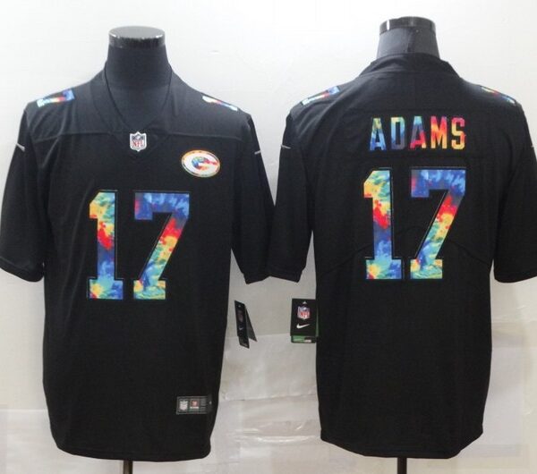 Men’s Green Bay Packers #17 Davante Adams Multi-Color Black 2020 NFL Crucial Catch Vapor Untouchable Nike Limited Jersey