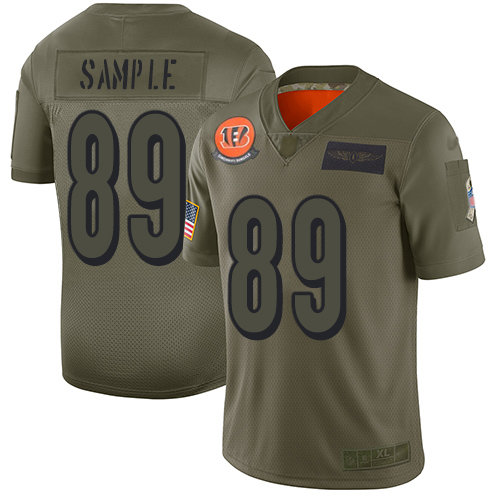 Nike Bengals #89 Drew Sample Camo Men’s Stitched NFL Limited 2019 Salute To Service Jersey