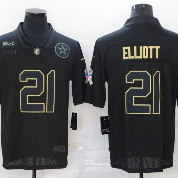 Men’s Dallas Cowboys #21 Ezekiel Elliott Black 2020 Salute To Service Stitched NFL Nike Limited Jersey