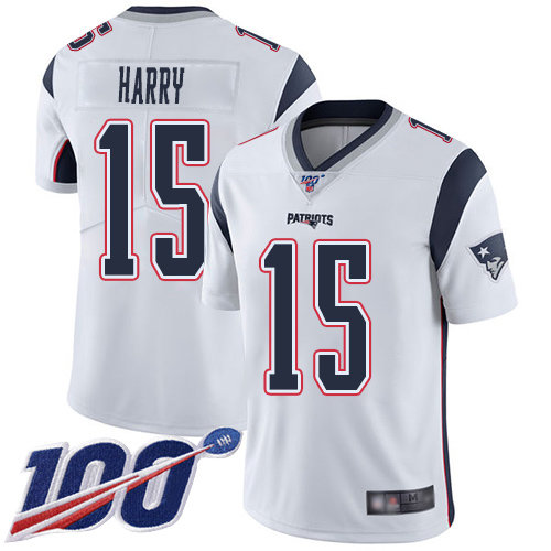 Nike Patriots #15 N’Keal Harry White Men’s Stitched NFL 100th Season Vapor Limited Jersey