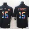 Men’s Kansas City Chiefs #15 Patrick Mahomes Multi-Color Black 2020 NFL Crucial Catch Vapor Untouchable Nike Limited Jersey