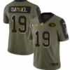 Men’s Olive San Francisco 49ers #19 Deebo Samuel 2021 Camo Salute To Service Golden Limited Stitched Jersey