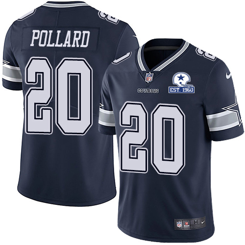 Nike Cowboys #20 Tony Pollard Navy Blue Team Color Men’s Stitched With Established In 1960 Patch NFL Vapor Untouchable Limited Jersey