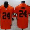 Men’s Cleveland Browns #24 Nick Chubb Orange 2021 Inverted Legend Stitched Nike Limited Jersey