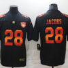 Men’s Las Vegas Raiders #28 Josh Jacobs Black Red Orange Stripe Vapor Limited Nike NFL Jersey