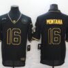 Men’s San Francisco 49ers #16 Joe Montana Black Gold 2020 Salute To Service Stitched NFL Nike Limited Jersey