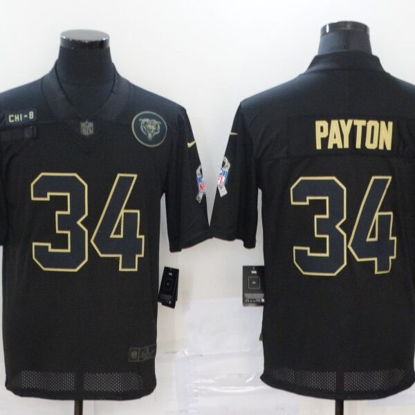 Men’s Chicago Bears #34 Walter Payton Black 2020 Salute To Service Stitched NFL Nike Limited Jersey