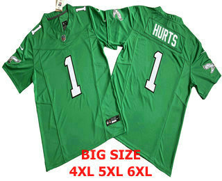 Men’s Philadelphia Eagles #1 Jalen Hurts Kelly Green FUSE Vapor Limited Throwback Jersey