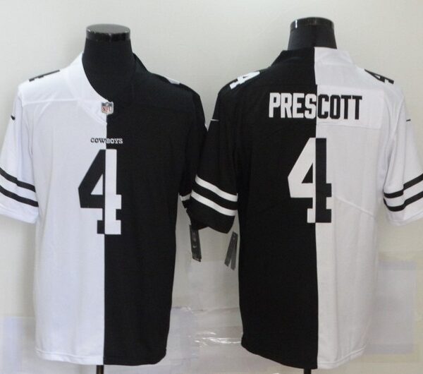 Men’s Dallas Cowboys #4 Dak Prescott White Black Peaceful Coexisting 2020 Vapor Untouchable Stitched NFL Nike Limited Jersey