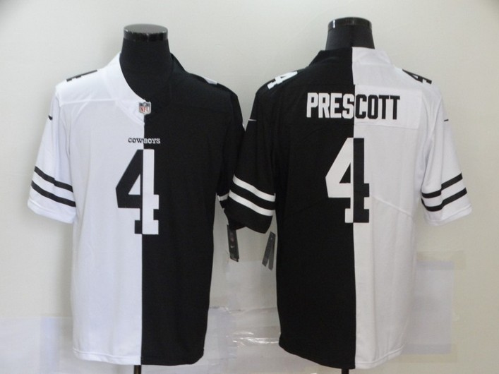 Men’s Dallas Cowboys #4 Dak Prescott White Black Peaceful Coexisting 2020 Vapor Untouchable Stitched NFL Nike Limited Jersey