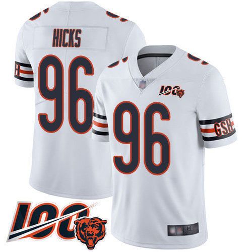 Nike Chicago Bears Men’s #96 Akiem Hicks White Road 100th Season Vapor Untouchable Limited Jersey