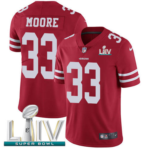 Nike 49ers #33 Tarvarius Moore Red Super Bowl LIV 2020 Team Color Men’s Stitched NFL Vapor Untouchable Limited Jersey