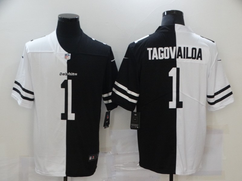 Men’s Miami Dolphins #1 Tua Tagovailoa White Black Peaceful Coexisting 2020 Vapor Untouchable Stitched NFL Nike Limited Jersey