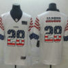 Men’s Oakland Raiders #28 Josh Jacobs White Independence Day Stars & Stripes Jersey