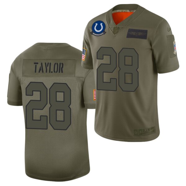 Men’s Indianapolis Colts #28 Jonathan Taylor Olive 2019 Salute to Service Limited Nike Jersey