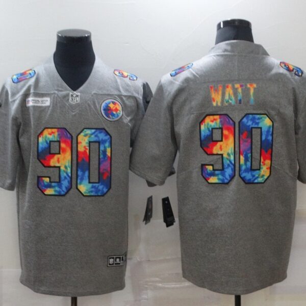 Men’s Pittsburgh Steelers #90 T. J. Watt 2020 Grey Crucial Catch Limited Stitched NFL Jersey