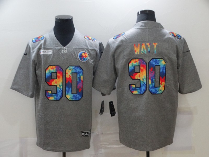 Men’s Pittsburgh Steelers #90 T. J. Watt 2020 Grey Crucial Catch Limited Stitched NFL Jersey