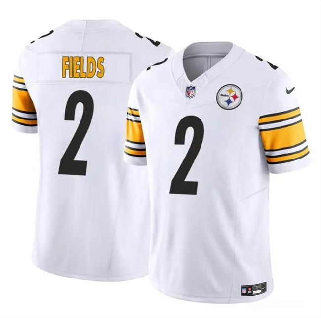 Men’s Pittsburgh Steelers #2 Justin Fields White 2024 F.U.S.E.Vapor Untouchable Limited Football Stitched Jersey