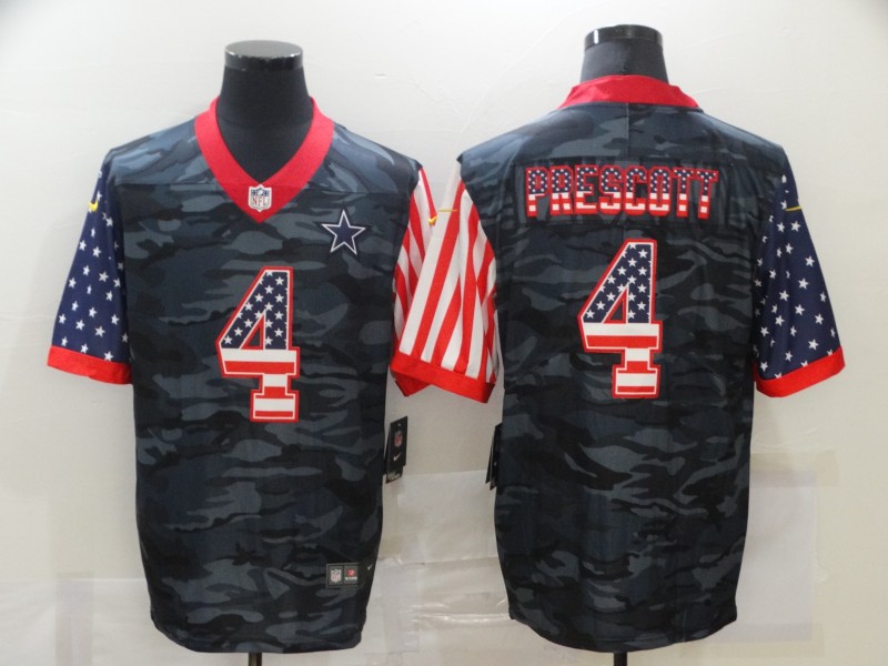 Men’s Dallas Cowboys #4 Dak Prescott USA Camo 2020 Salute To Service Stitched NFL Nike Limited Jersey