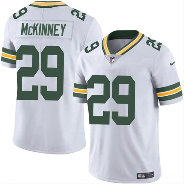 Men’s Green Bay Packers #29 Xavier McKinney White Vapor Limited Football Stitched Jersey