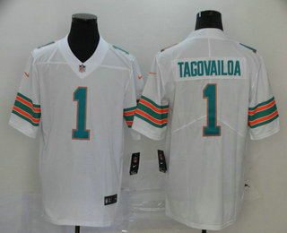 Men’s Miami Dolphins #1 Tua Tagovailoa White 2020 Color Rush Stitched NFL Nike Limited Jersey