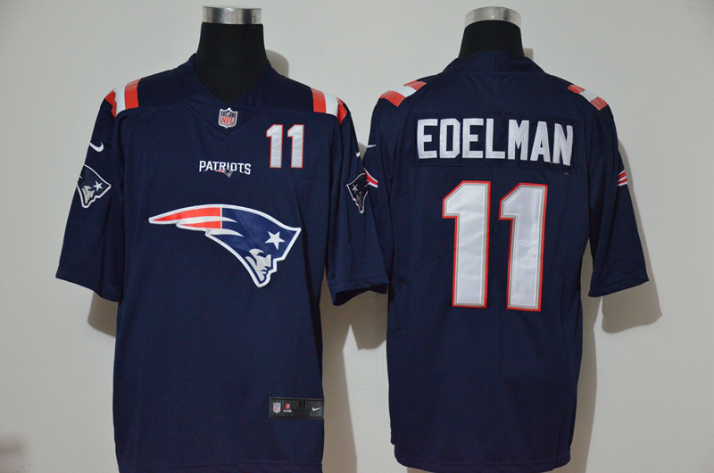 Men’s New England Patriots #11 Julian Edelman Navy Blue 2020 Team Logo Number Vapor Untouchable Stitched NFL Nike Fashion Limited Jersey