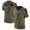 Men’s Olive Dallas Cowboys #7 Trevon Diggs 2021 Salute To Service Golden Limited Stitched Jersey