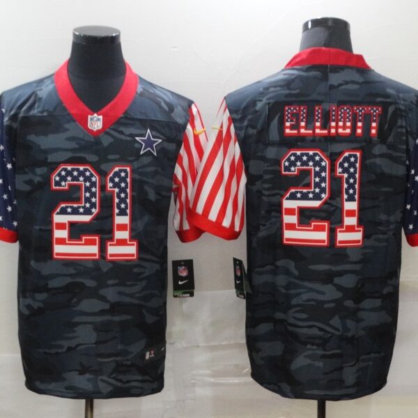 Men’s Dallas Cowboys #21 Ezekiel Elliott USA Camo 2020 Salute To Service Stitched NFL Nike Limited Jersey
