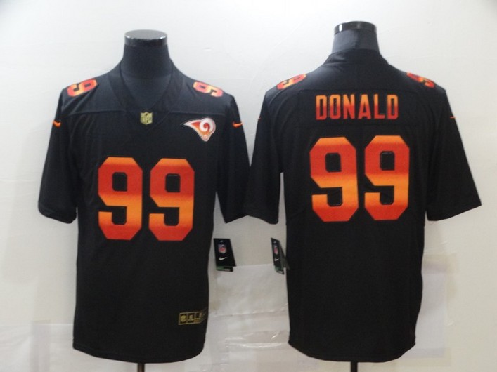 Men’s Los Angeles Rams #99 Aaron Donald Black Red Orange Stripe Vapor Limited Nike NFL Jersey