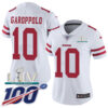 Nike 49ers #10 Jimmy Garoppolo White Super Bowl LIV 2020 Women’s Stitched NFL 100th Season Vapor Limited Jersey
