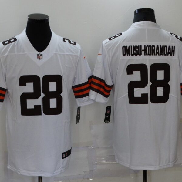 Men’s Cleveland Browns #28 Jeremiah Owusu Koramoah White 2020 NEW Vapor Untouchable Stitched NFL Nike Limited Jersey